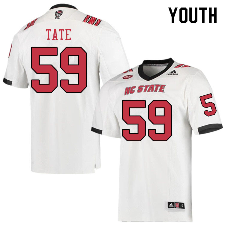 Youth #59 Jayden Tate NC State Wolfpack College Football Jerseys Sale-White